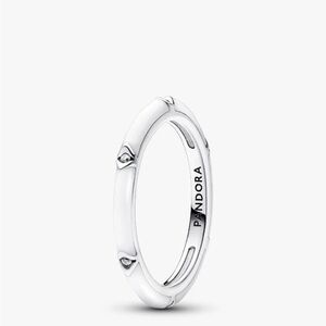 ✨ Pandora Sterling Silver & White Enamel Ring with Sparkling Accents ✨